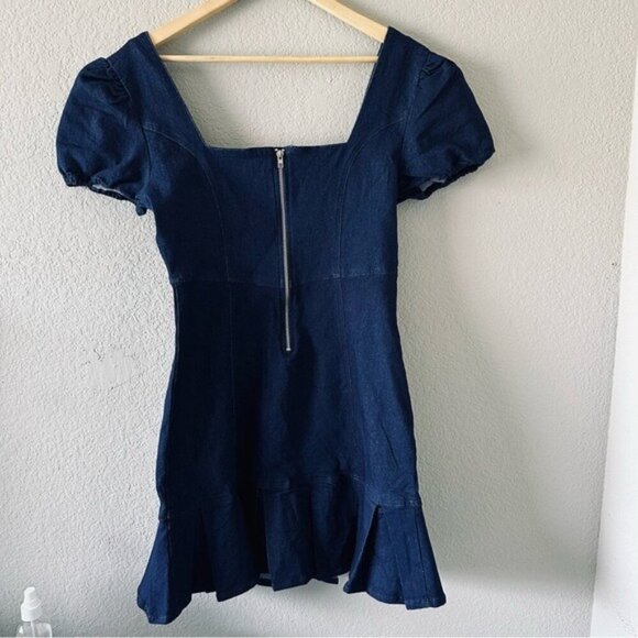 Planet Gold Women's Short Sleeve Square Neck Dress Denim Size Small - Picture 10 of 12